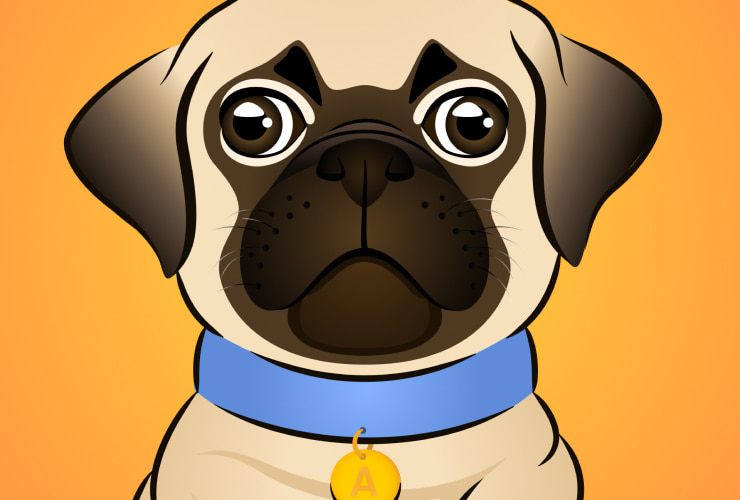 Final result of the Dog illustration created in the Amadine app.