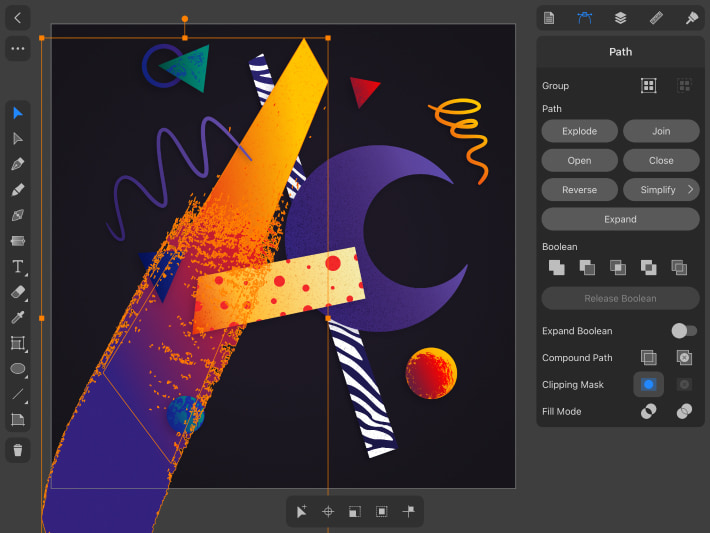 Applying the vector elements from the library to our illustration in Amadine.