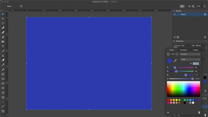 The foreground rectangle color