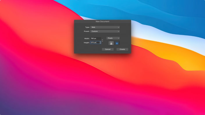 New document settings in Amadine