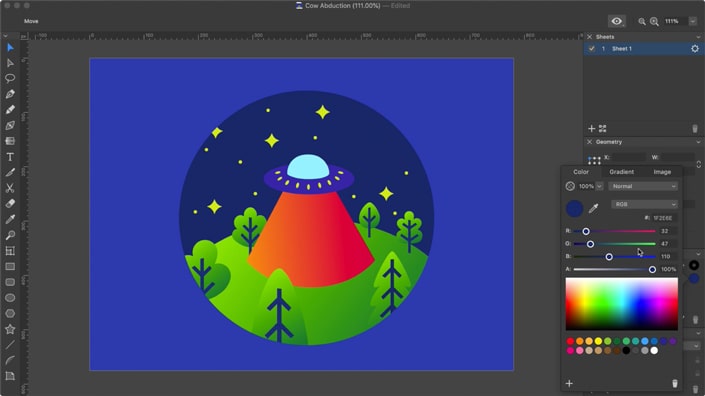 Using the Eyedropper tool in Amadine