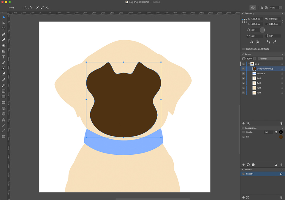 Amadine interface with the full dog’s snout