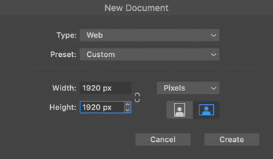 New document settings in Amadine