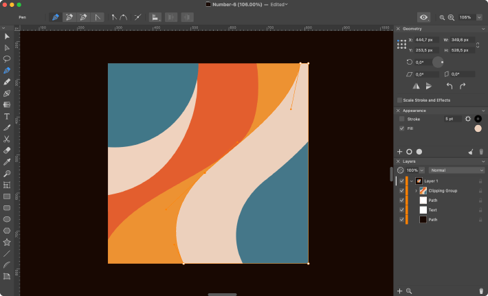 Abstract image creation for a decorative fill in Amadine.