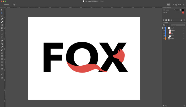 Adding shapes to our logo design in Amadine.