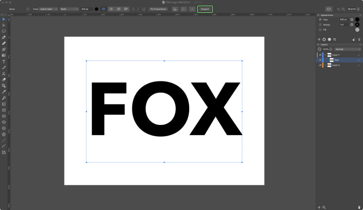 Converting text object to shape in Amadine.