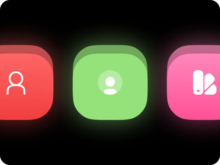 Inner and outer glow, shadow and blur effects in the Amadine app.