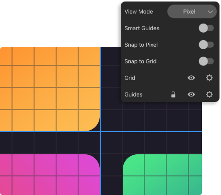 Guides and grids in the Amadine apps.