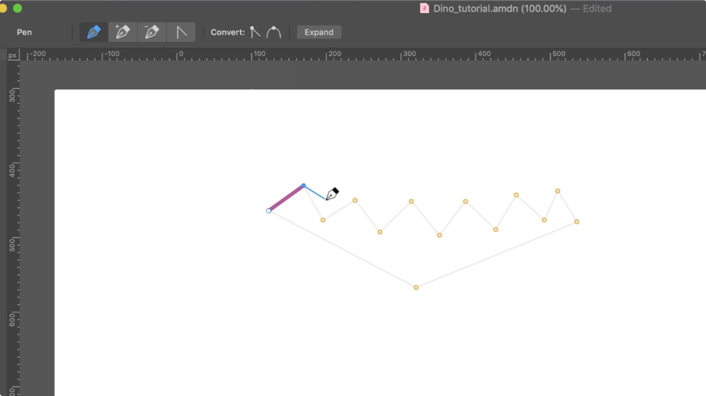 The contour of the illustration with the points in Amadine for Mac.
